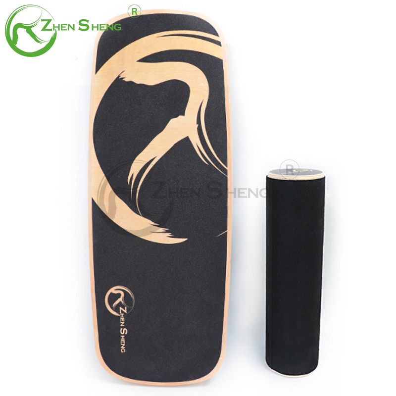 Wooden Rectangle Professional Wobble Roller Trainer Surf Balance Board 1.0