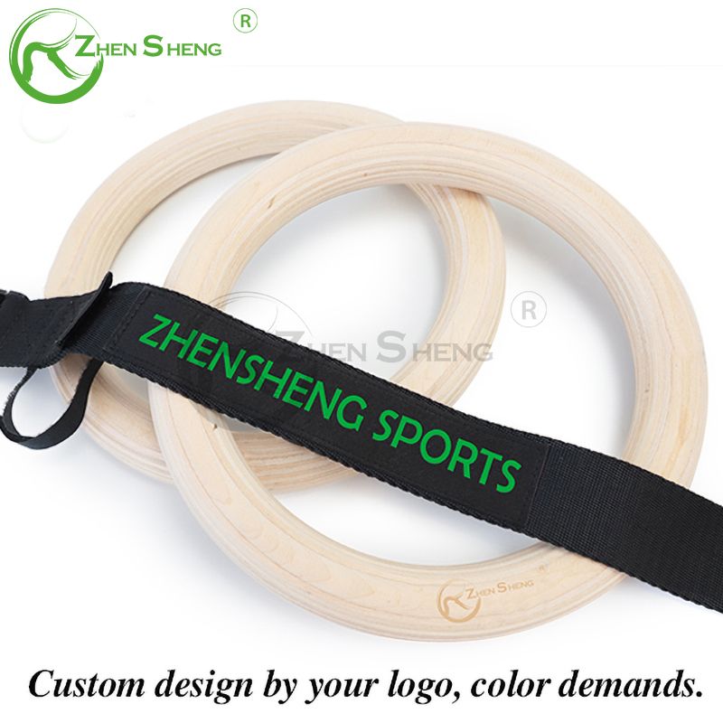 Wood Professional Gymnastic Ring with Adjustable Strap